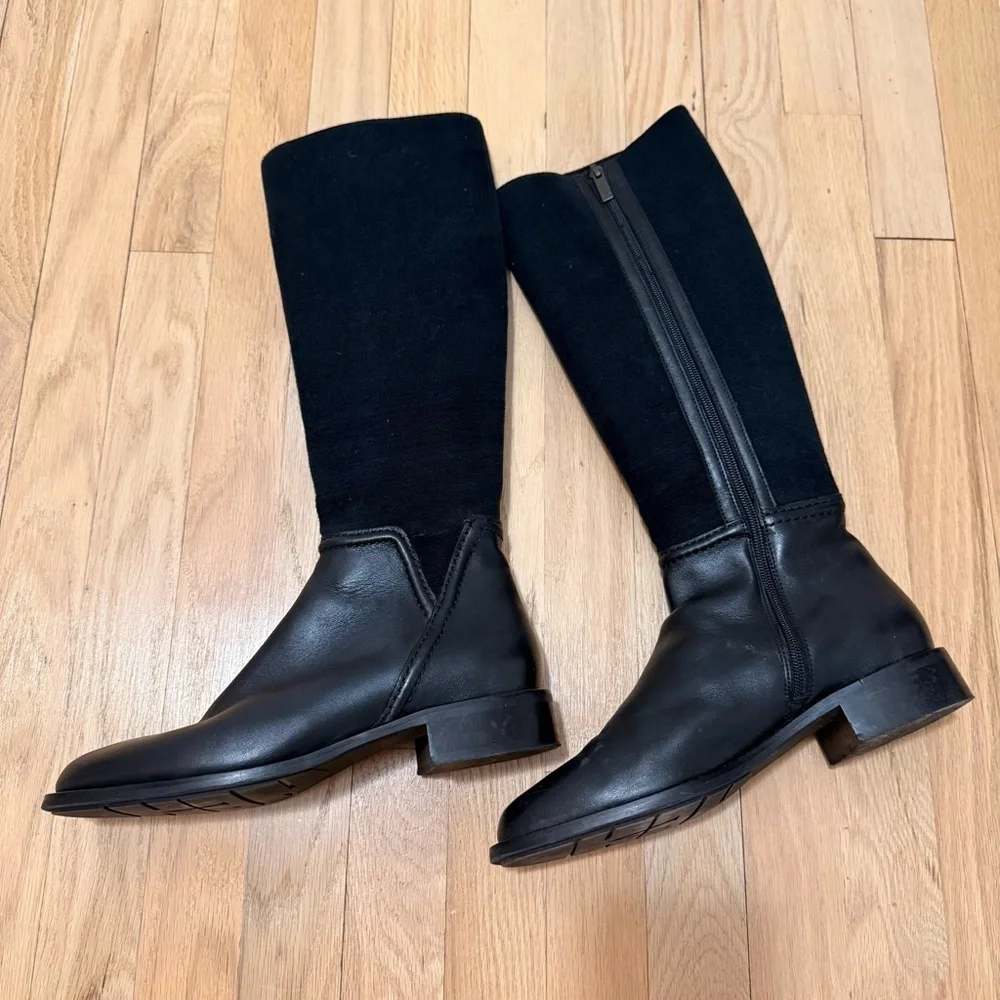 Aquatalia Black Knee-High Tall Leather Boots Size 8.5 Retail for $650